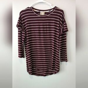 Dolan women's Large purple striped top peplum sleeves